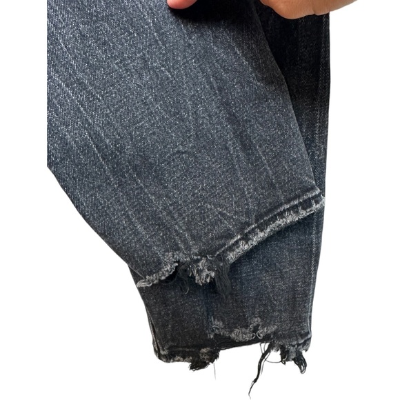 Abercrombie & FitchLong Ultra High Rise Straight Jeans Ripped Washed Black - Picture 5 of 9